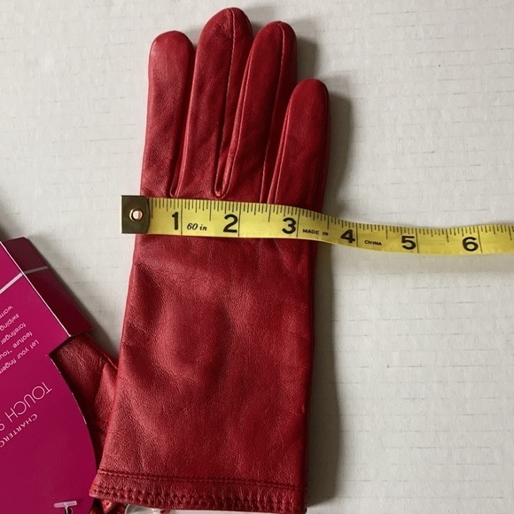 Nwt CHARTER CLUB red 100% leather touch screen gloves SMALL - Picture 4 of 7